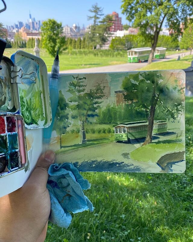 #watercolor #painting #pleinairpainting at @historicgreenwood in #brooklyn #etchr #sketchbook