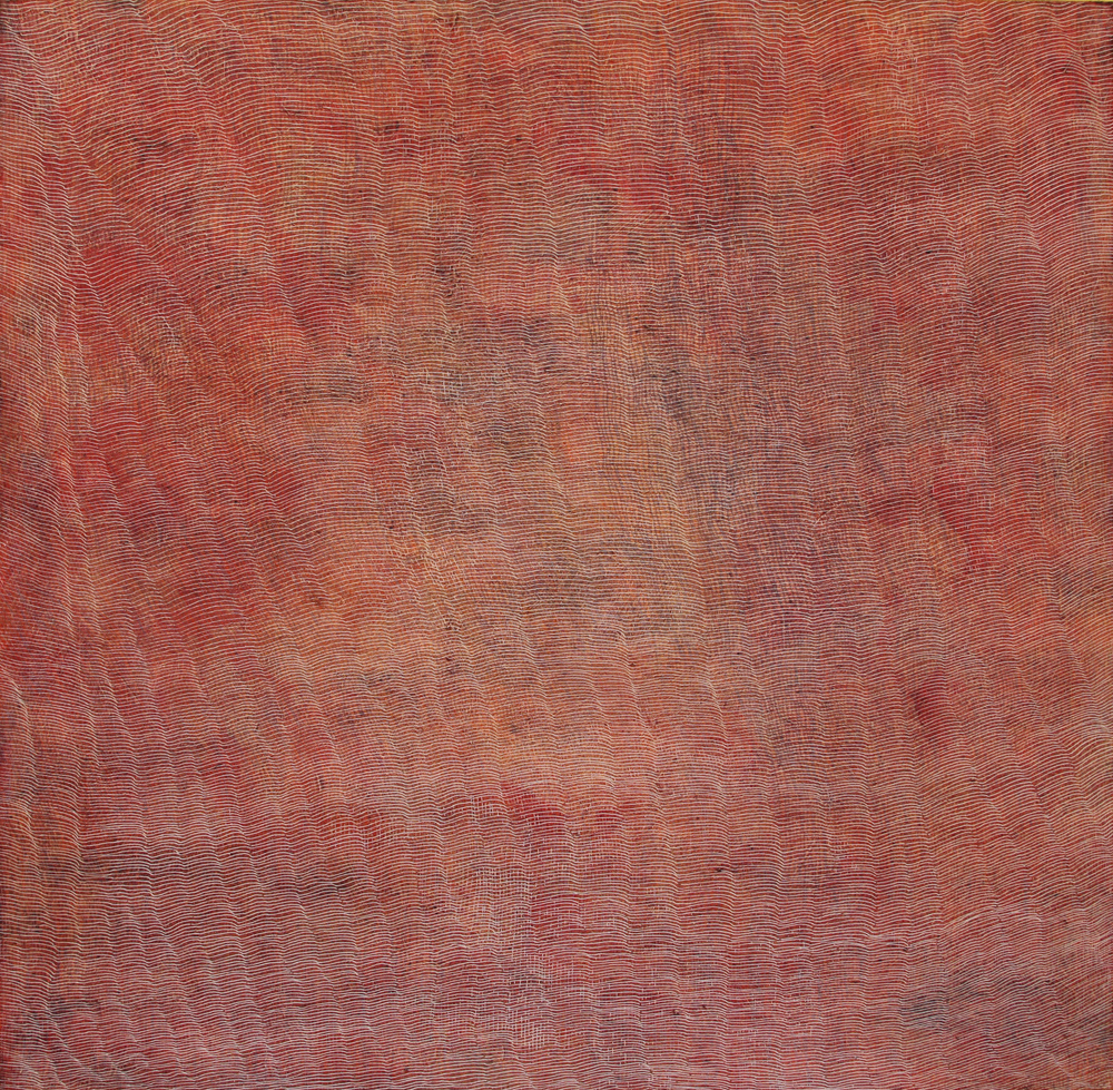 Persimmon field - egg tempera and wax on board 120x120cm