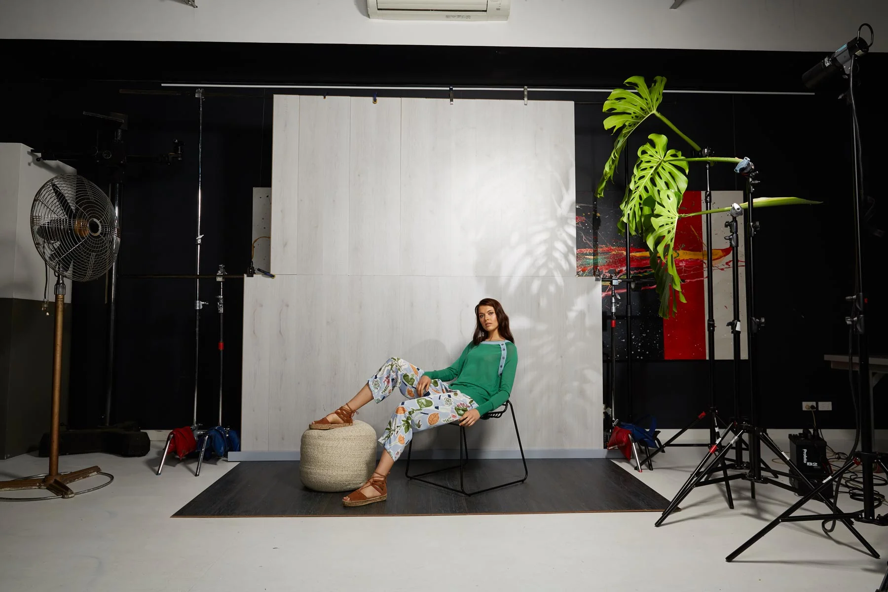 A set was built in our large studio based in West Melbourne for the photo shoot. We had decided on a set instead of a simple white background because commonly used for fashion catalogue photography.