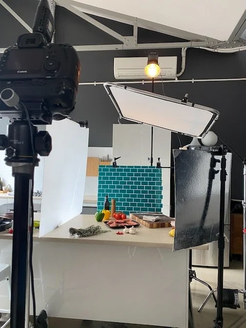 Behind the scenes studio product lifestyle photo shoot