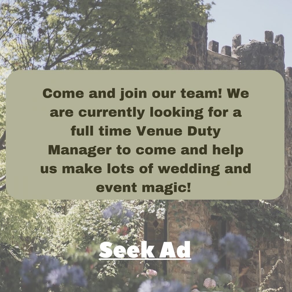 Ever wanted to work at a castle? We are looking for that perfect someone who loves weddings, events and creating magic memories just as much as we do! Please share to help us find