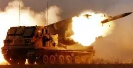 M-270 MLRS in action.
