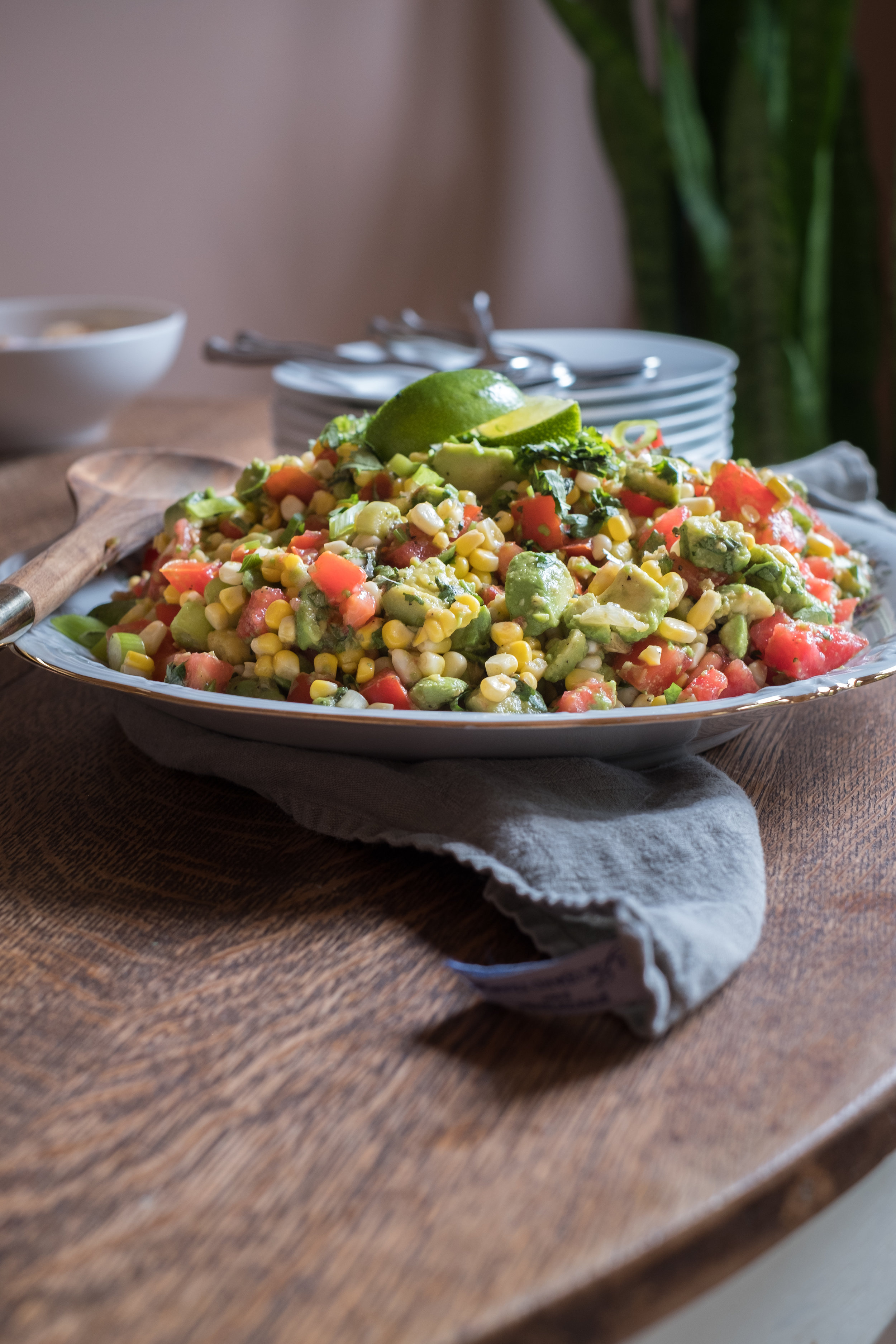 tomato, corn and avocado salad