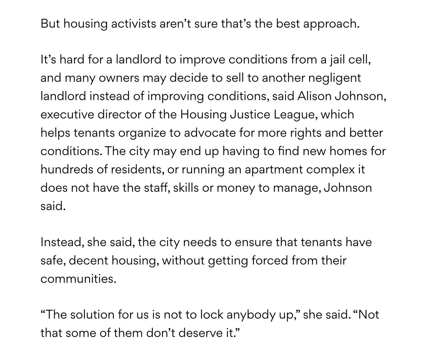 Our Executive Director Alison Johnson is quoted in today's @ajcnews calling attention to the need for the city and Fulton DA to not just prosecute slumlords, but most importantly to PROTECT TENANTS! Link in bio for story...