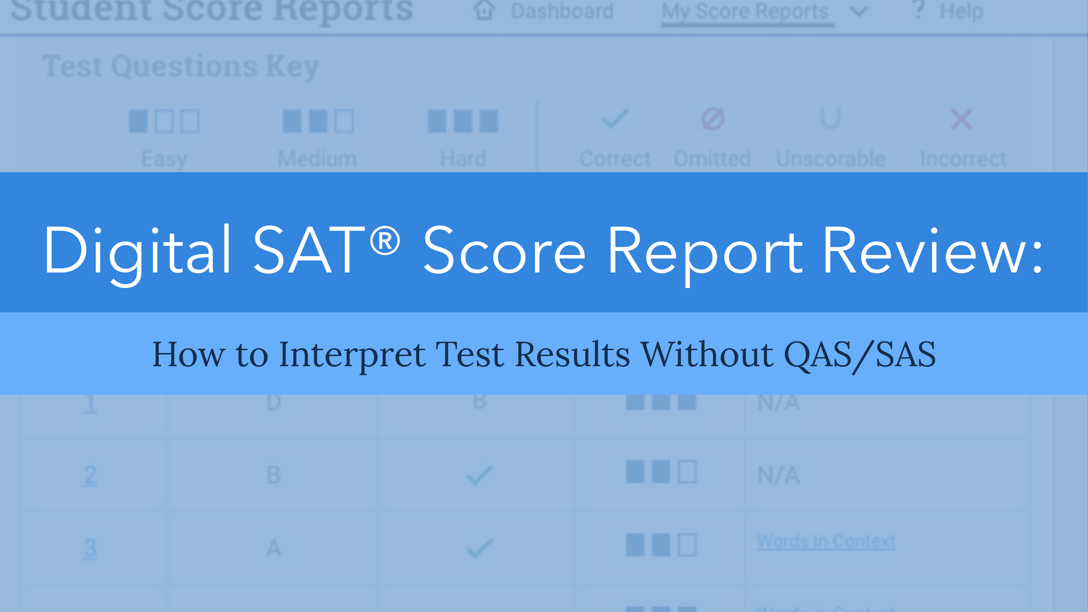 Digital SAT® Score Report Review: How to Interpret Test Results Without QAS/SAS