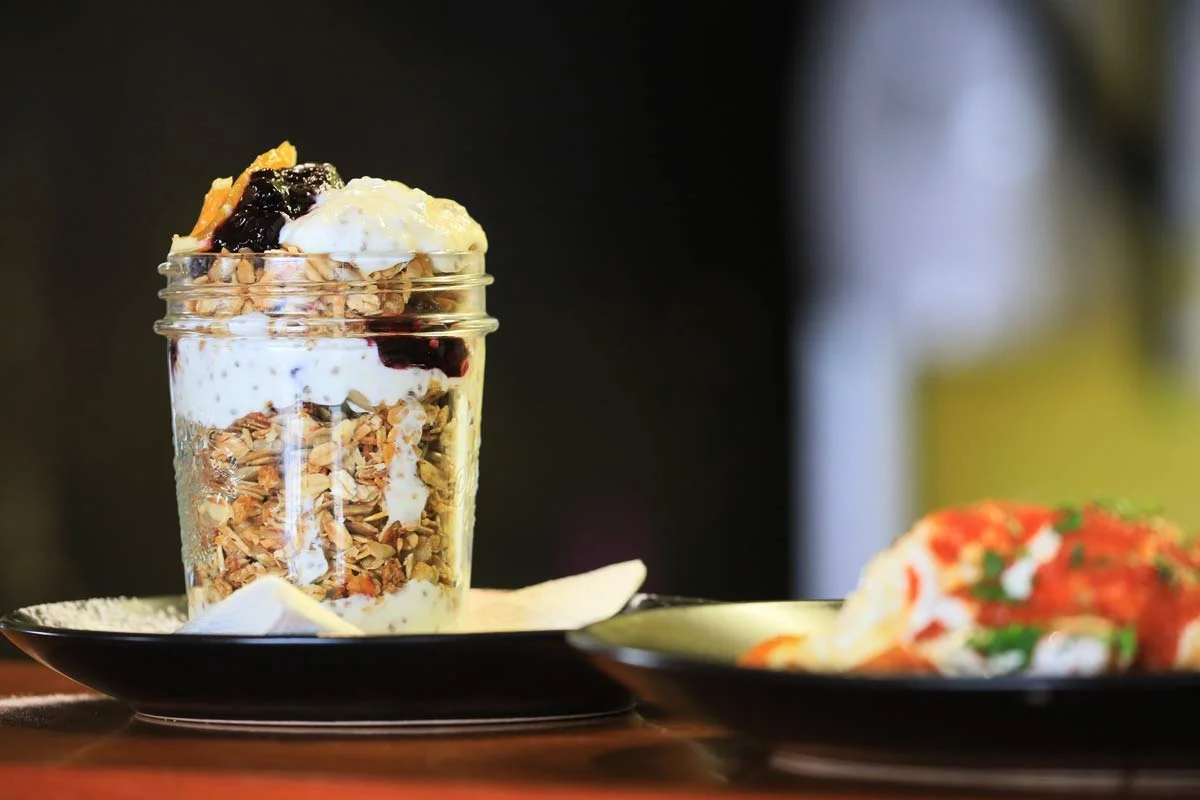 Breakfast - Homemade granola with yoghurt and fruit