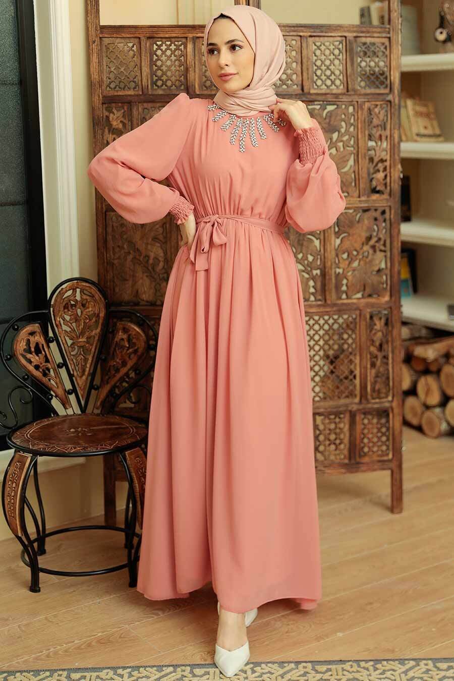 Uitmaken assistent meisje Coral Beaded Hijab Dress | Zaynab Smith The Collection Modest Collectiom