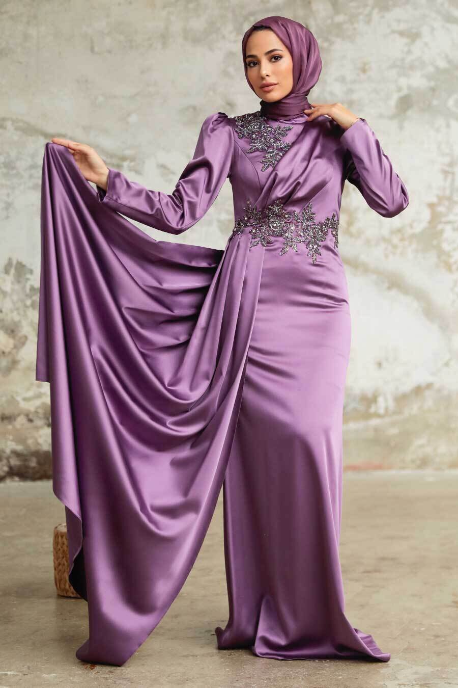 Lilac Purple Satin Hijab Dress | Zaynab Smith The Collection Modest  Collectiom