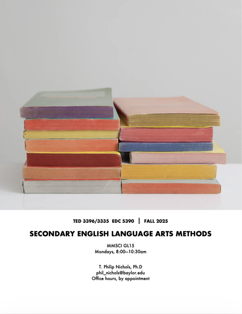 Syllabus cover for Secondary ELA Methods