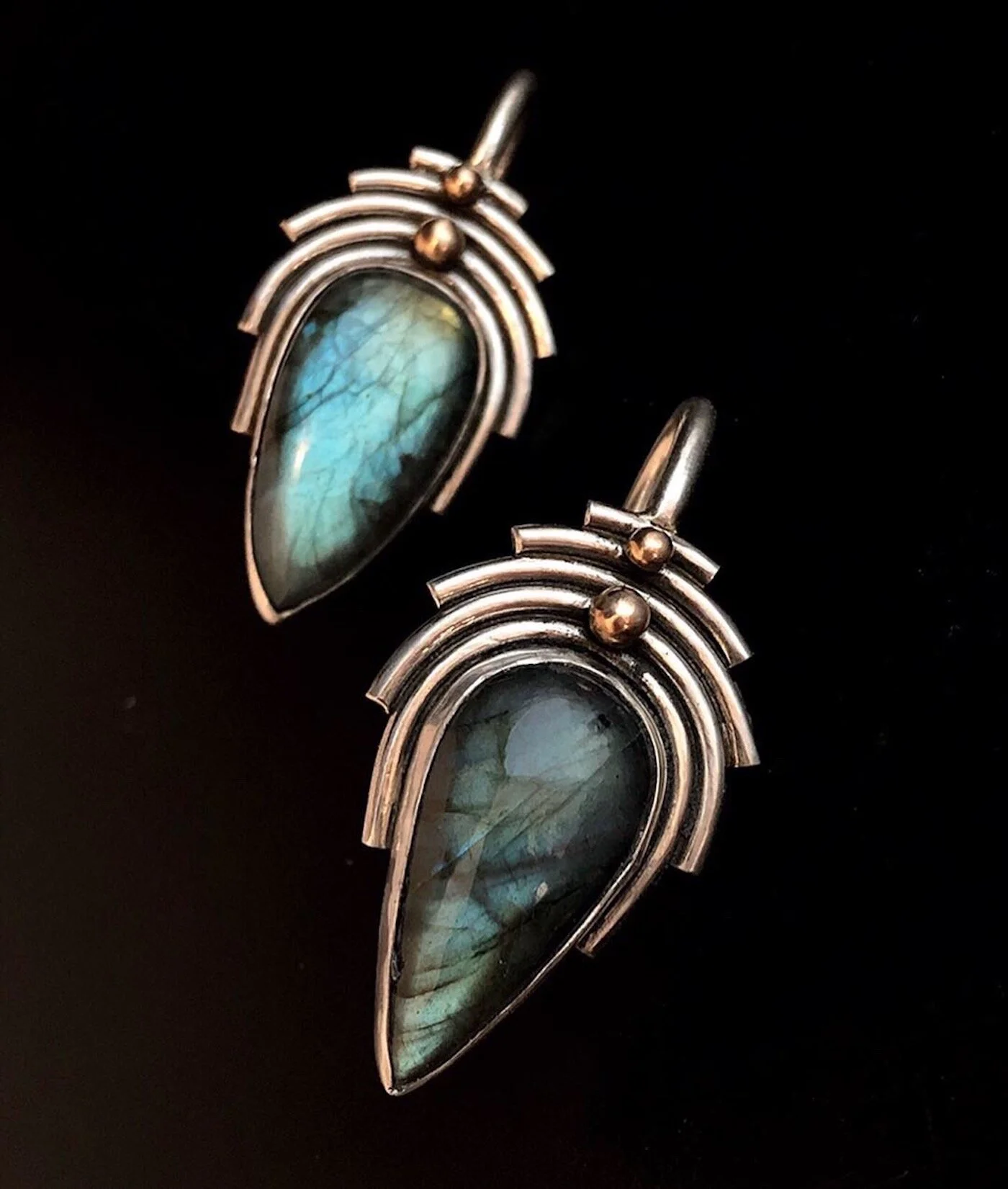 •STRAY• labradorite wing + silver earrings