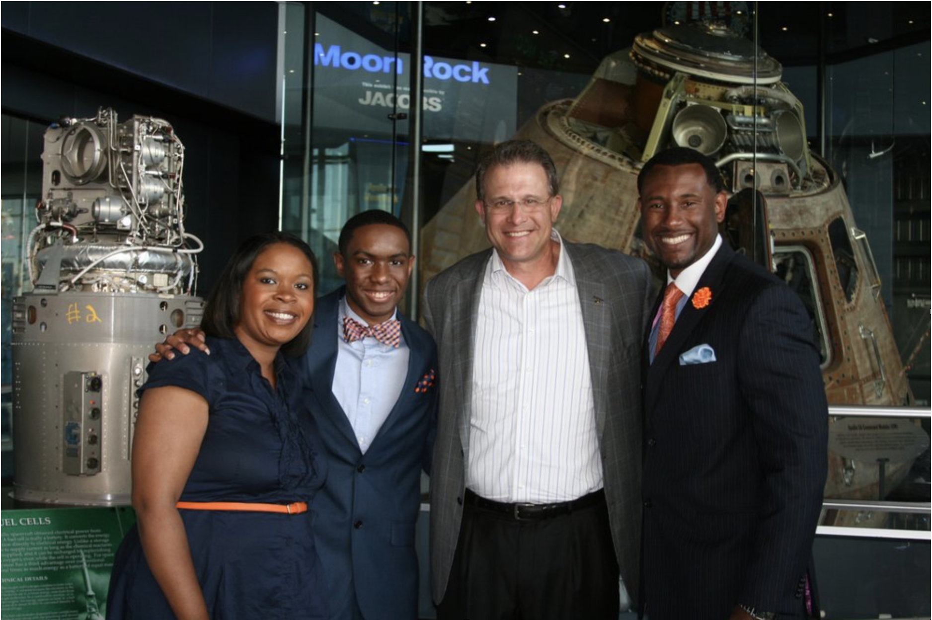 Gus Malzahn with scholarship recipient Tre Smith, Tiger Trek 2014 at the Davidson Center.