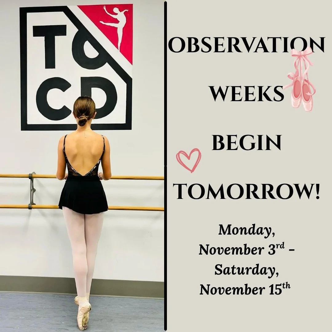TOCD's observation weeks start tomorrow! Check your email for when you can watch your child shine in class ⭐