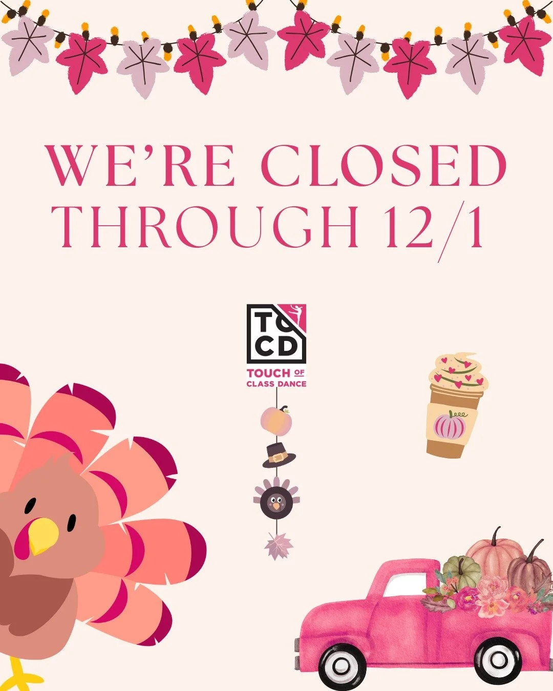 We're BEYOND thankful for you, TOCD fam! Rest &amp; eat up with your loved ones, we'll see you back in the studio on December 1 🍂🦃😊