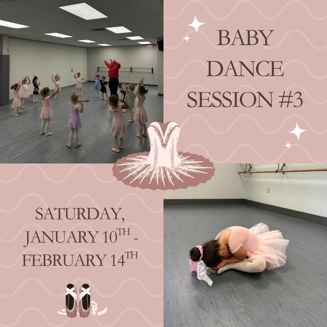 Baby Dance Session #3 is officially OPEN for registration 🩰✨

Join us for music, movement, and magical moments with your little one. Spots fill fast&mdash;sign up today!