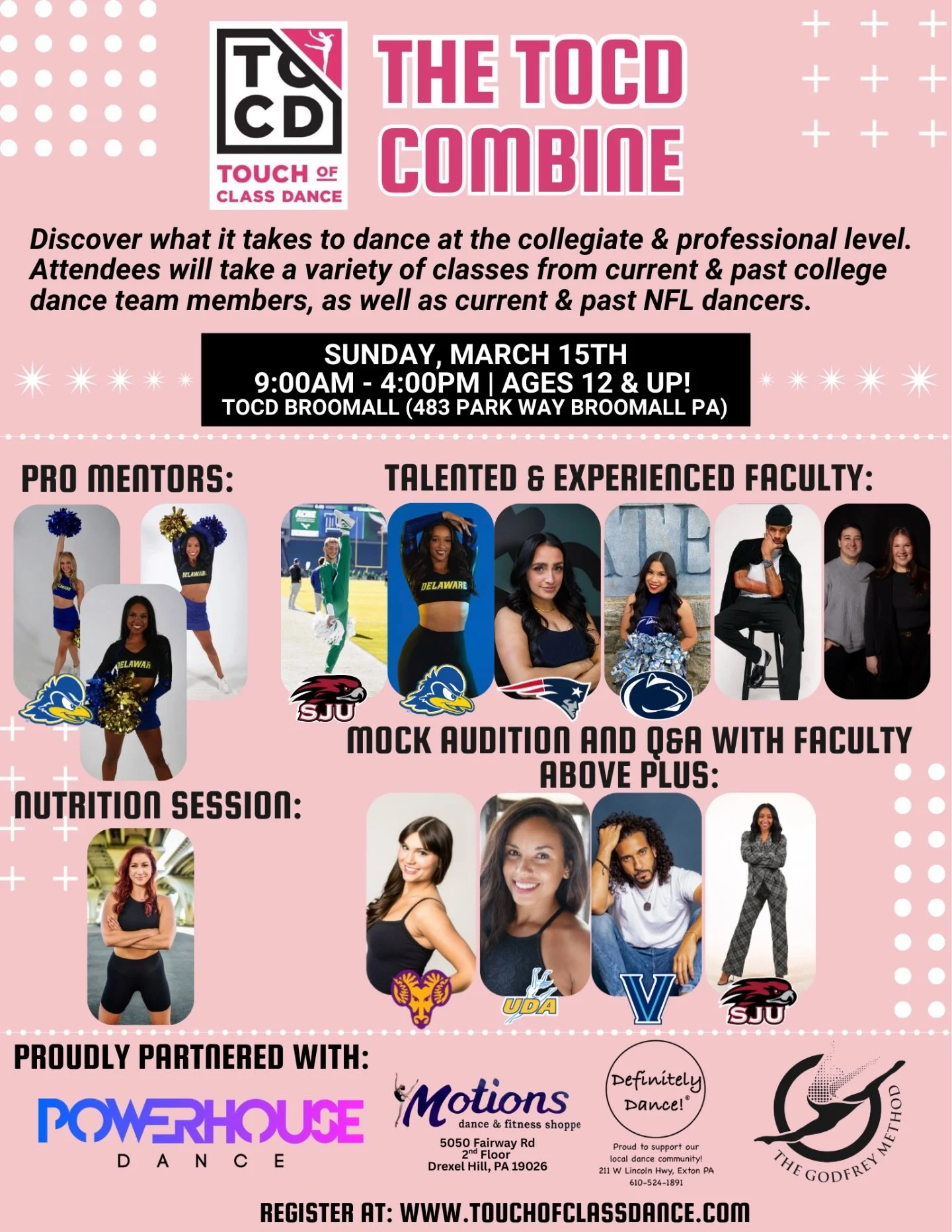 ✨ Calling all high school dancers with college dreams! ✨

Ready to take the next step in your dance journey? Join us for the TOCD Combine &mdash; an exciting opportunity to train, connect, and get noticed by college dance programs.

💃 Take classes w