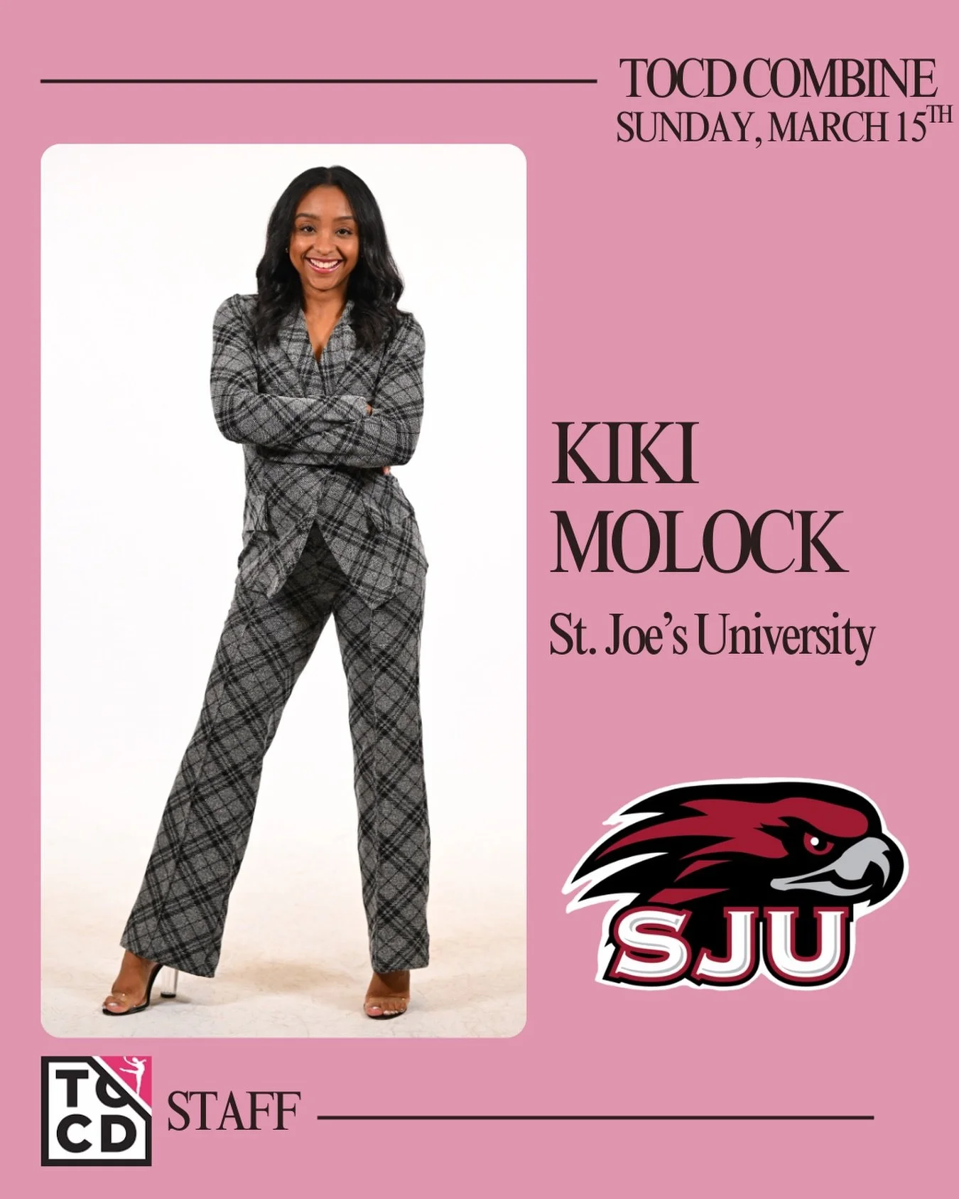 TOCD Combine Faculty Announcement - KiKi ✨🔥 

Coach KiKi began her dance training at the age of two, studying ballet, tap, jazz, modern, acrobatics, and hip-hop. She attended the Academy of Notre Dame High School, where she was a member of the schoo