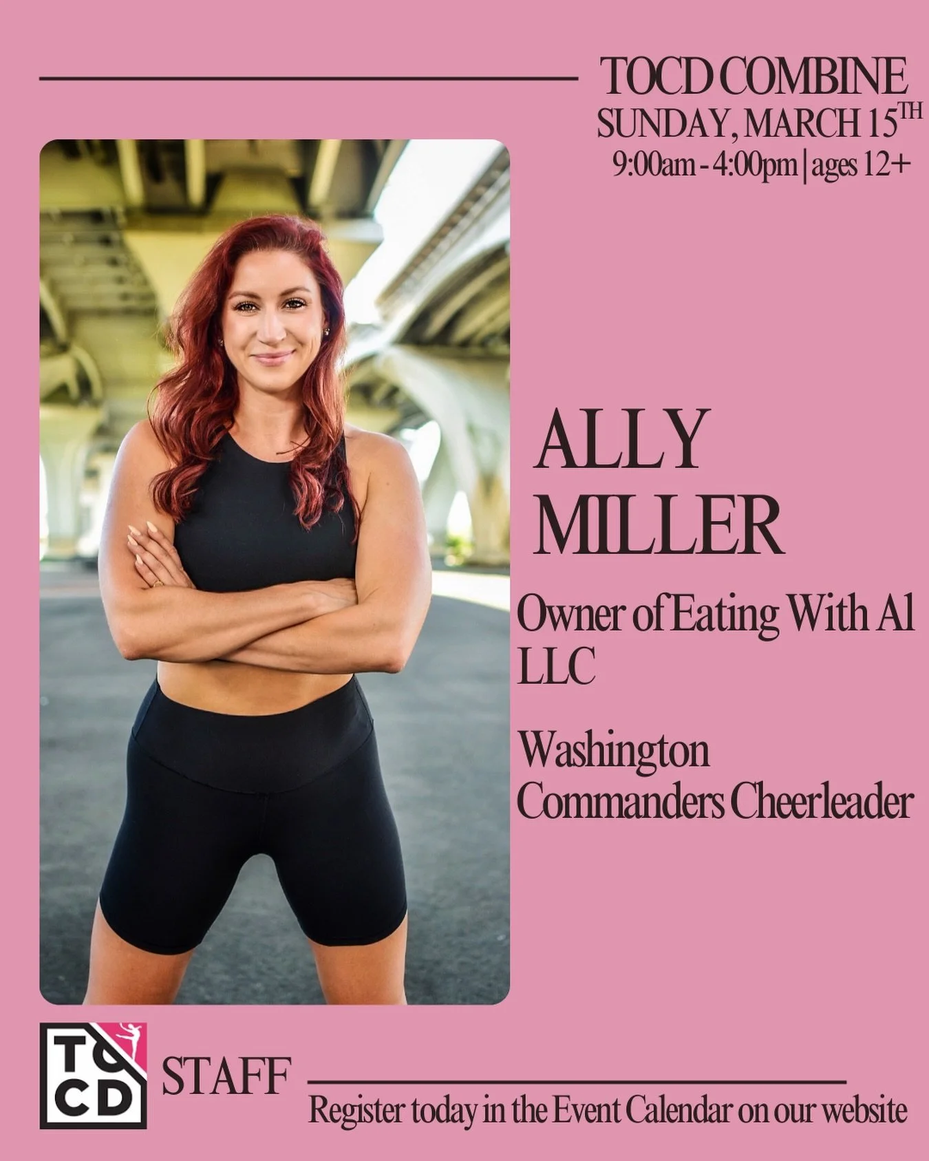 TOCD Combine Faculty Announcement - Ally Miller ✨🔥 

Ally, owner of Eating With Al LLC, is a nutritionist who helps dancers fuel like athletes to feel confident in their bodies, achieve optimal health, and perform at the highest levels&ndash;without
