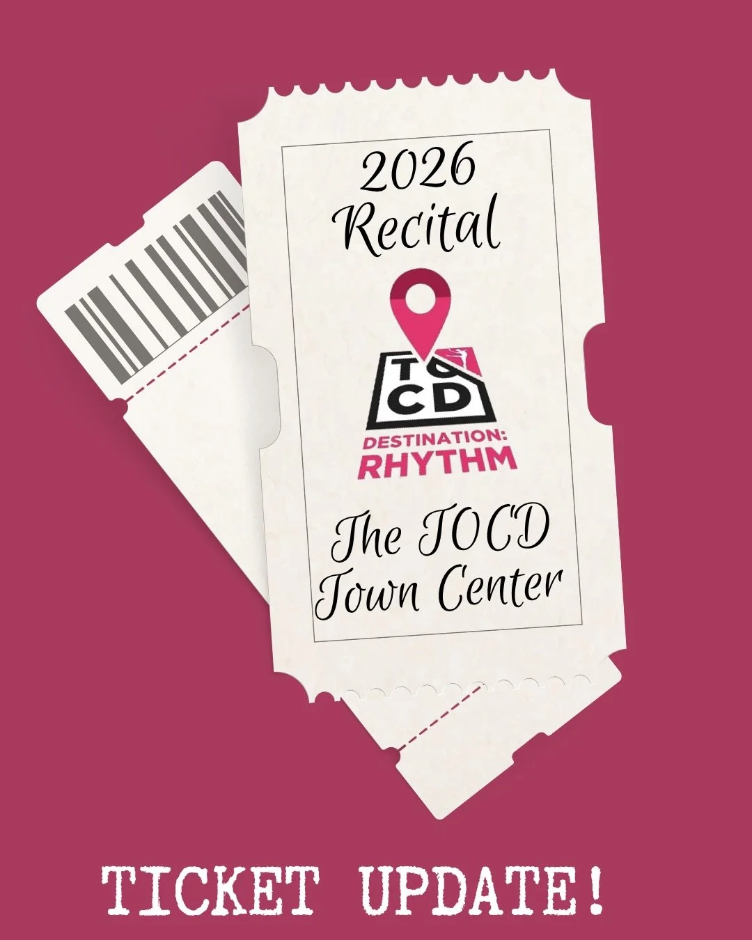 🎟️ Recital Ticket Update! 🎟️

Tickets for our upcoming recital are going fast and we don&rsquo;t want anyone to miss this incredible show! ✨ Our dancers have been working so hard and it&rsquo;s going to be a performance you won&rsquo;t want to miss
