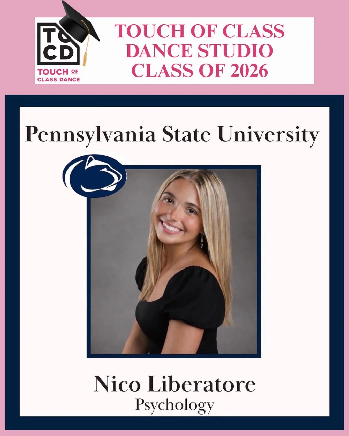 Senior Spotlight: Nico Liberatore ✨

For 16 incredible years, Nico has been a part of our TOCD family&mdash;growing from a young dancer into a beautiful woman and inspiring teacher. 💛

Known for her huge heart, bright smile, and truly contagious lau