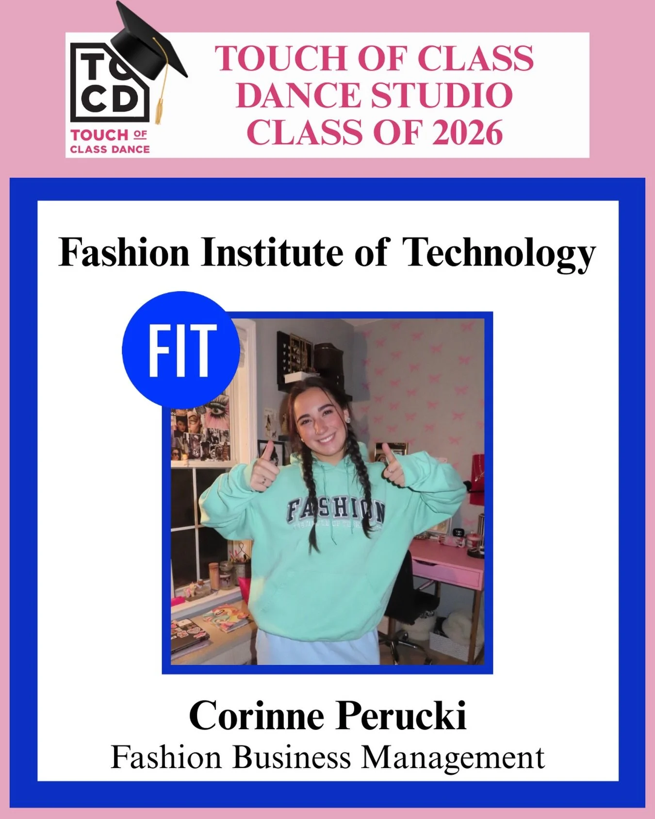 ✨ Senior Spotlight: Corinne Perucki ✨

For 13 incredible years, Corinne has been a part of our studio family, lighting up every room she walks into. Her bright personality, infectious energy, and love for dance have made her truly unforgettable both 
