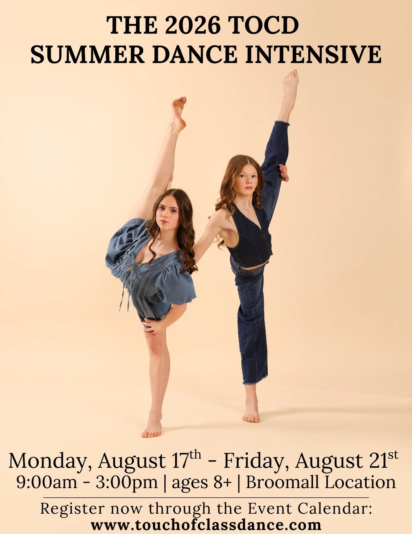 ☀️ The TOCD Summer Dance Intensive is open for registration! ☀️

Join us for an unforgettable week of training, growth, and inspiration from Monday, August 17th &ndash; Friday, August 21st 🩰✨
🕘 9:00am &ndash; 3:00pm
👯 Ages 8 &amp; up

Train with i