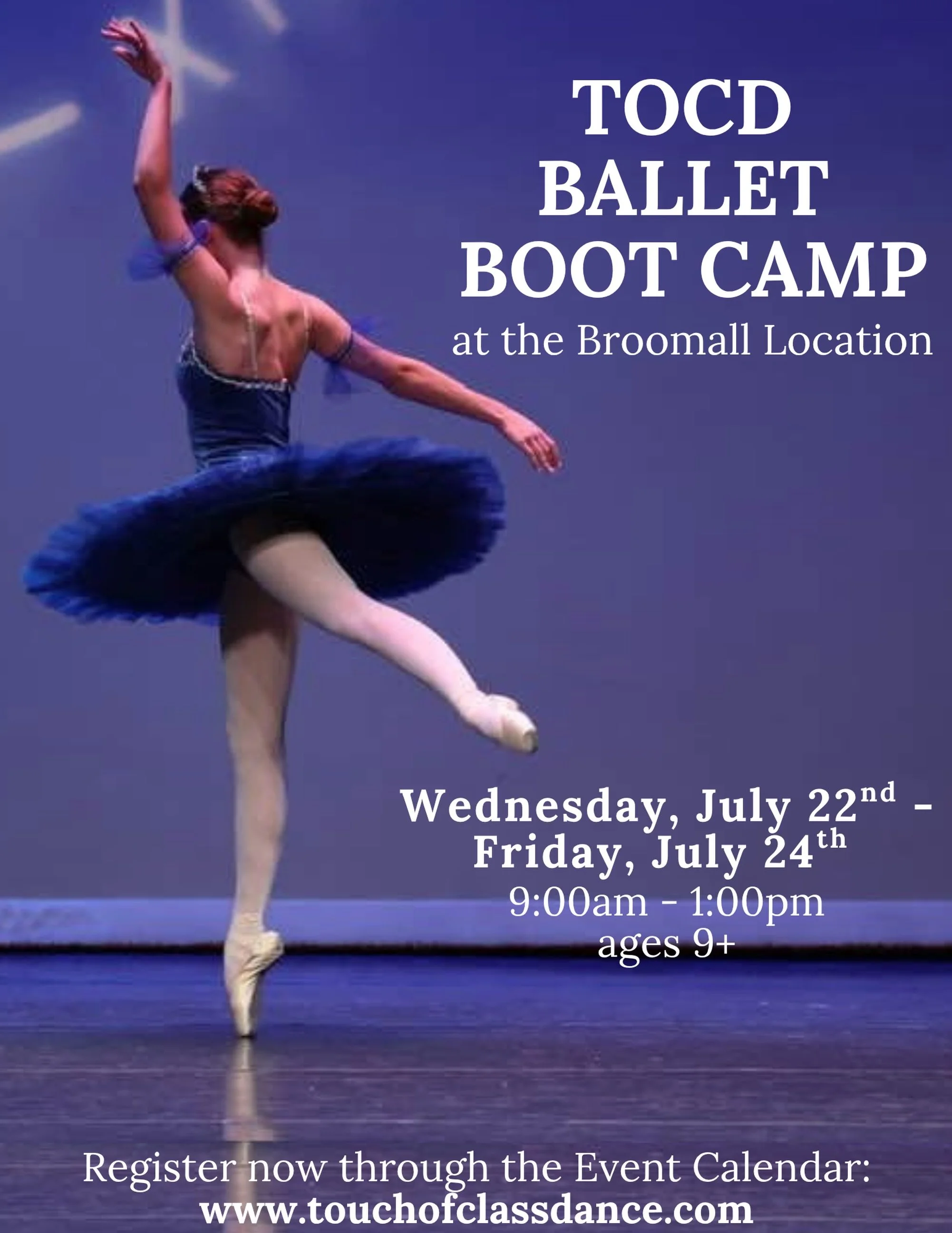🩰 TOCD Ballet Boot Camp registration is still open! ✨

It&rsquo;s time to strengthen our technique, refine the details, and build confidence for the season ahead. Our 3 day Ballet Boot Camp is open to dancers ages 9 and up, register today! 💕🩰