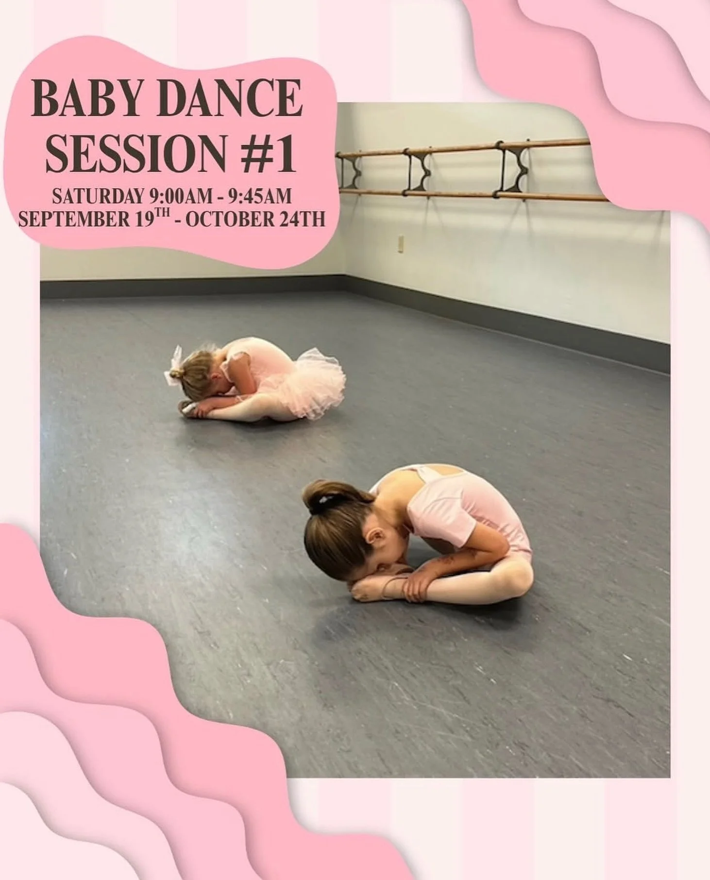 Baby Dance Session #1 starts tomorrow - Saturday, September 19th! We cannot wait to meet our youngest dancers 💕🩰