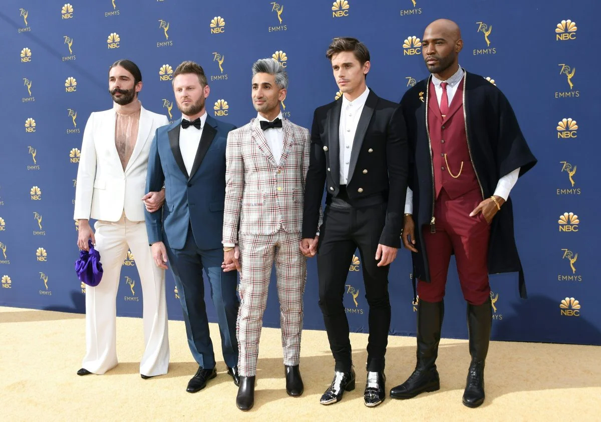 Left to right: Jonathan Van Ness, Bobby Berk, Tan France, Antoni Porowski, and Karamo Brown
