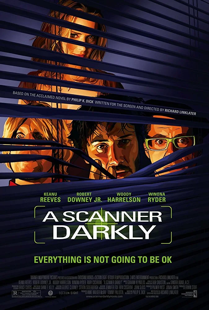 A Scanner Darkly Dir. Richard Linklater (narrative feature) Editing, design, re-recording. Final re-record mixing and printmastering completed at Warner Bros. Burbank post facilities, ICON dub stage 6.