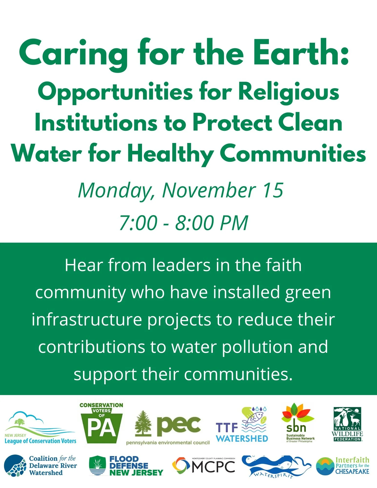 Caring for Earth: Opportunities for Religious Institutions to Protect Clean Water for Healthy Communities