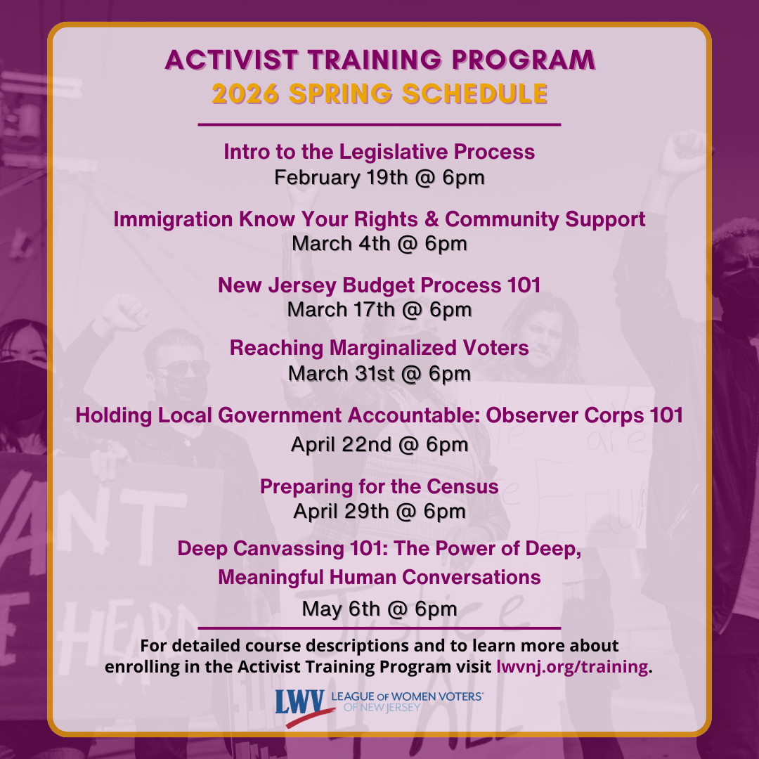 Activist Training Program Session NJ Budget Process 101