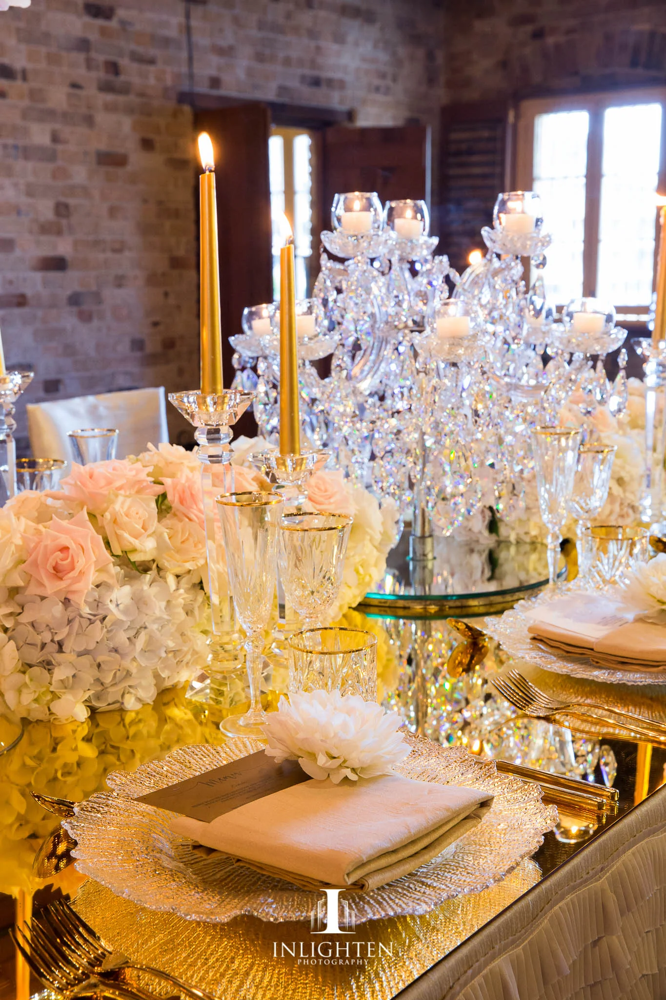 gold table top_crystal chargerplate_champagne linen_crystal candleabra_mirrow base_crystalcut candlestick_gold candle.jpg