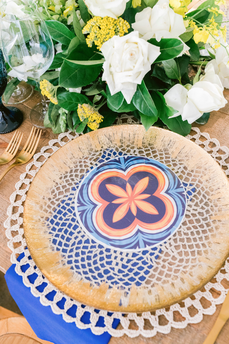 Special_event_activation_event_decor_event activation_positano_theme_gold_charger_plate_tile_flowers.png