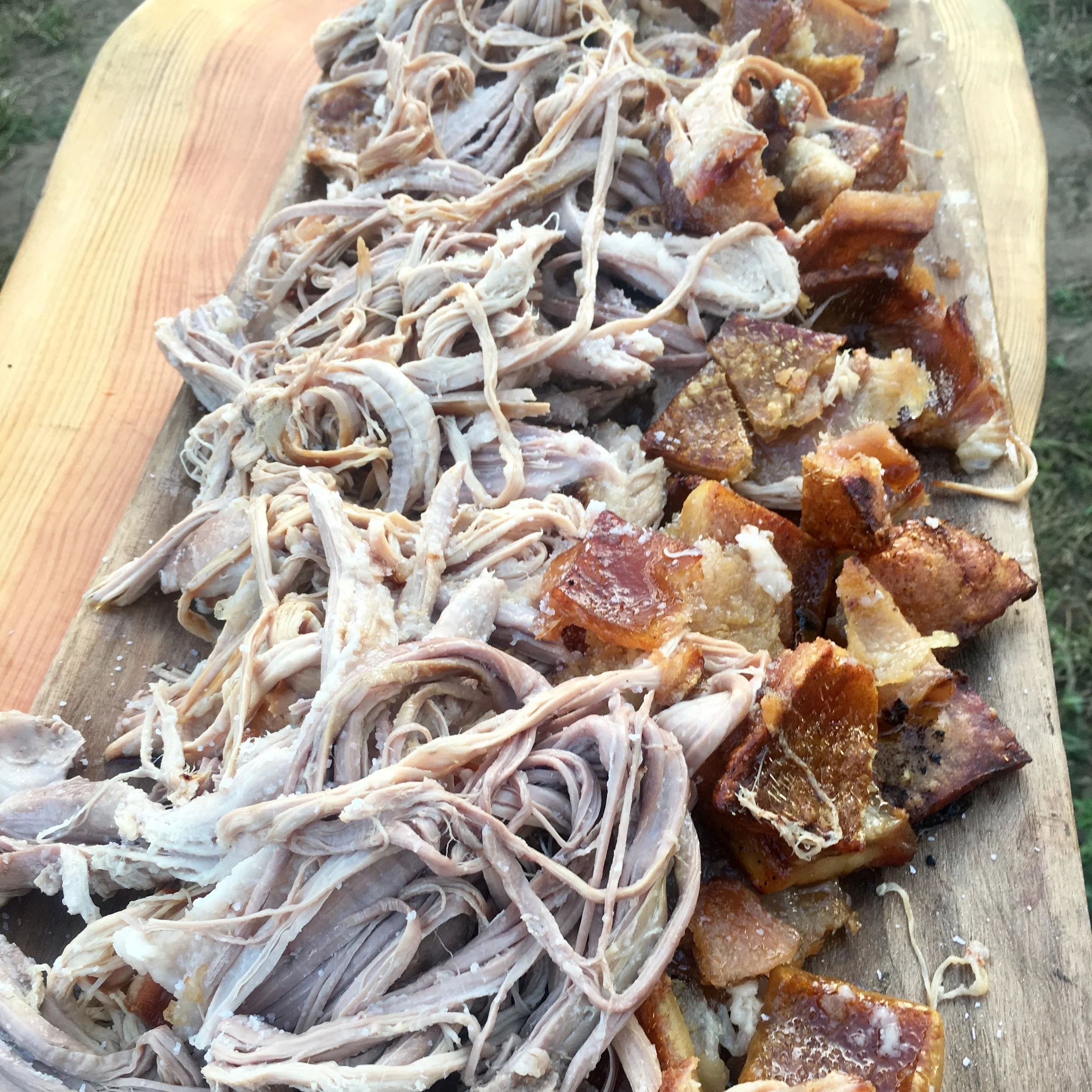 Whole Pig- Pulled Pork with Cracklin’