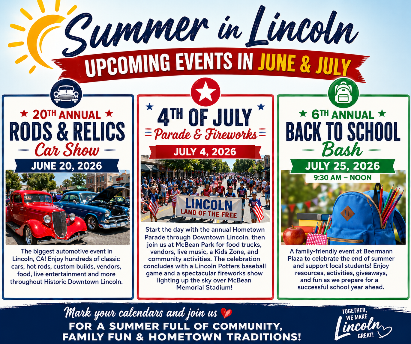 Summer in Lincoln, CA - June &amp; July 2026