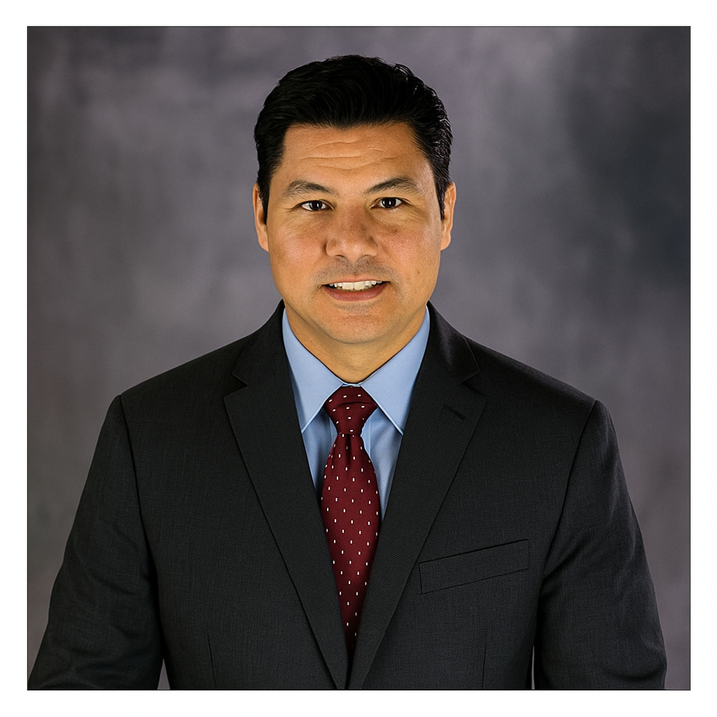 Portrait of a man in a martial arts uniform with a logo, standing against a plain background.