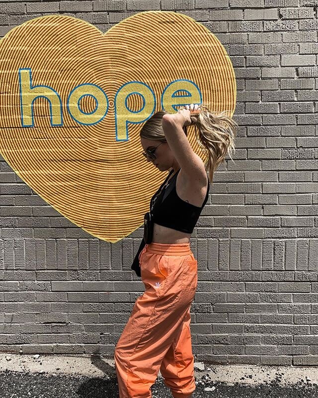 hope 🖤 I have seen these murals all over Denver and I love them. But I want more than hope. I want action, I want change. I want to see it, I want to feel it... I want my daughter to have it and still believe in it. hope. 💕💕 wearing @adidaswomen #