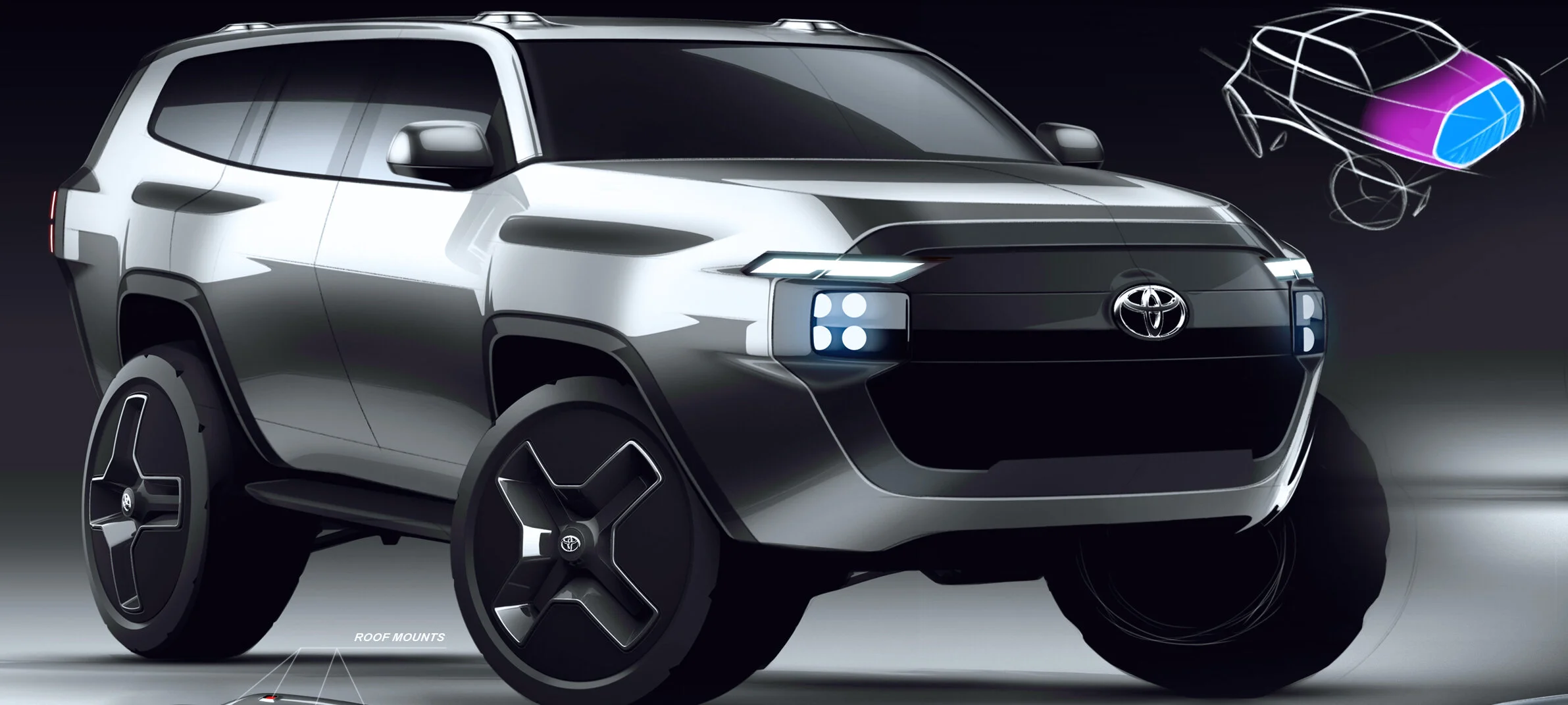 Land Cruiser 300 styling sketches shared