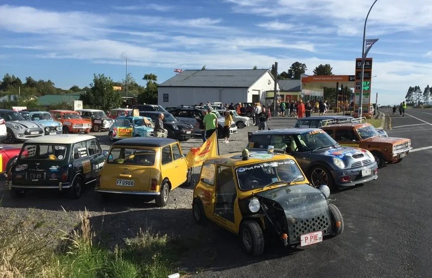 Electric Mini taking a slice of Pork Pie action