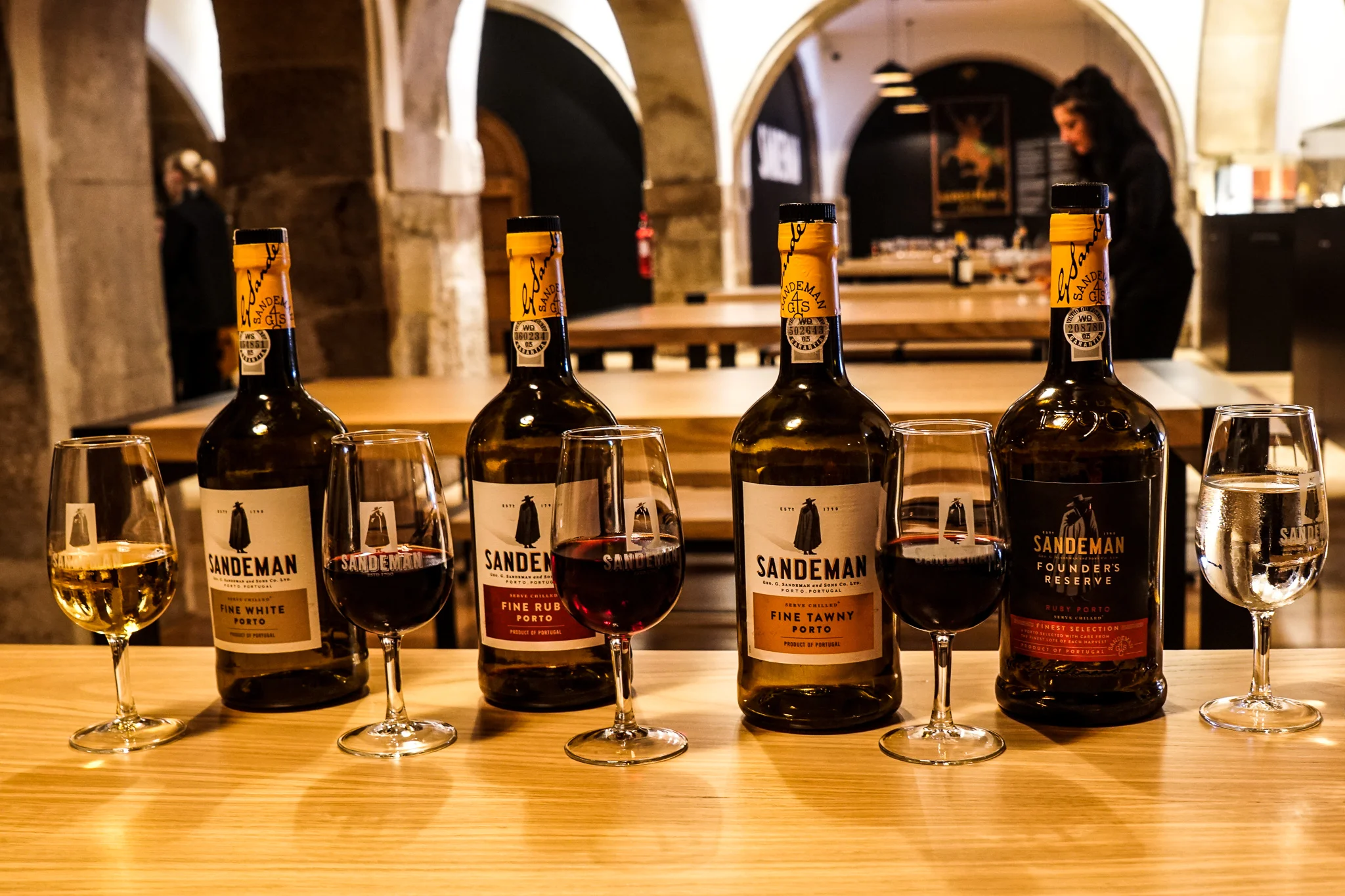 A tasting at Sandeman, the largest port winery in Portugal.