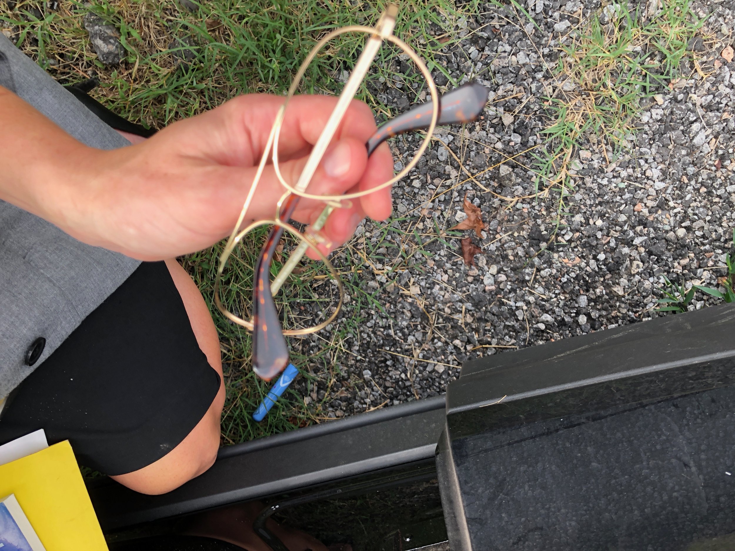sunglasses Heather was wearing during the accident, lenses nowhere to be found