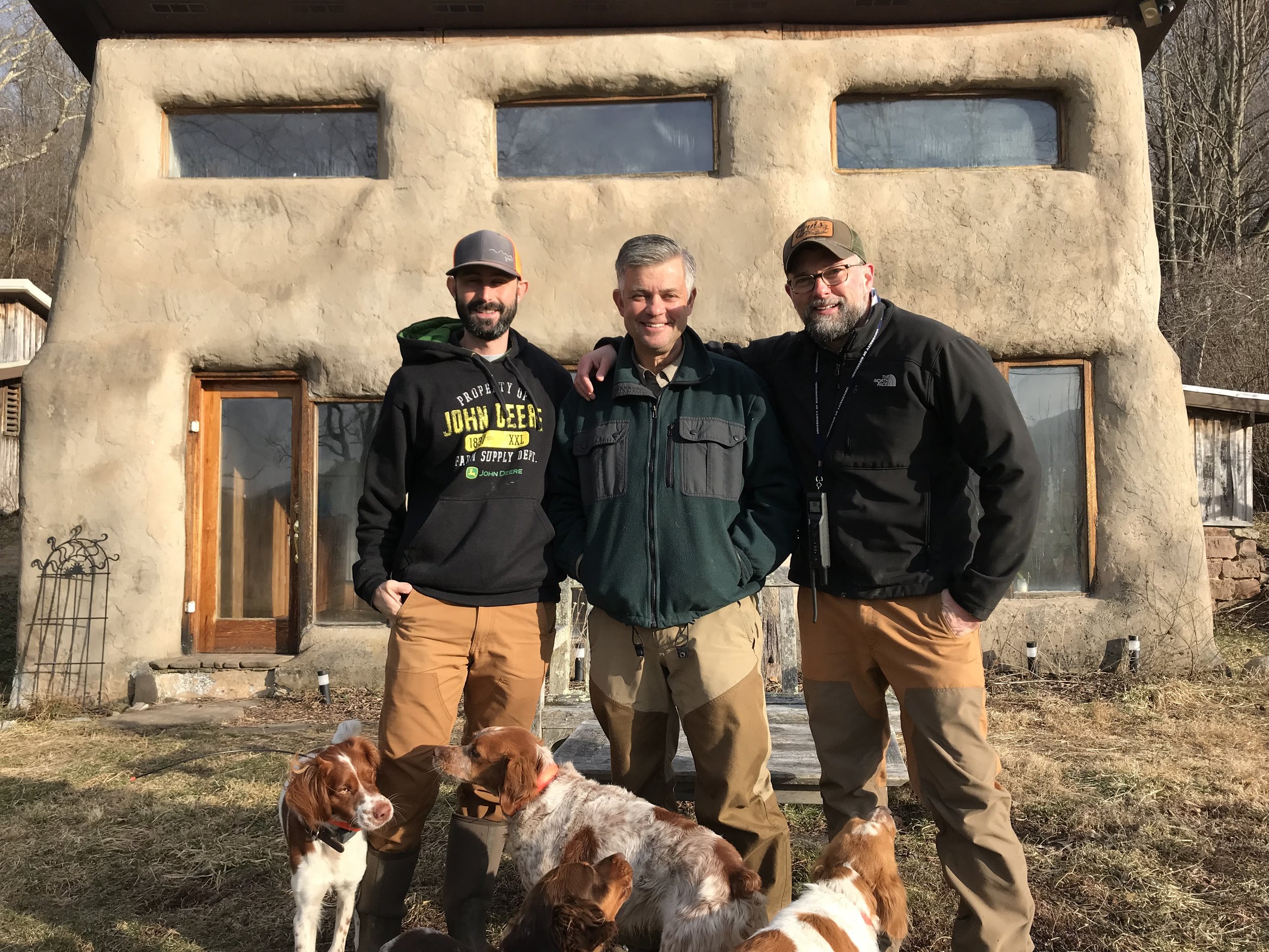The first season’s most important harvest: the bonds of human friendship and canine companionship - l to r - Lincoln, Justin, Nova, Kona, Chip, Otto, and Robb (photo credit: John Feasel / Arrowhead Outdoors )