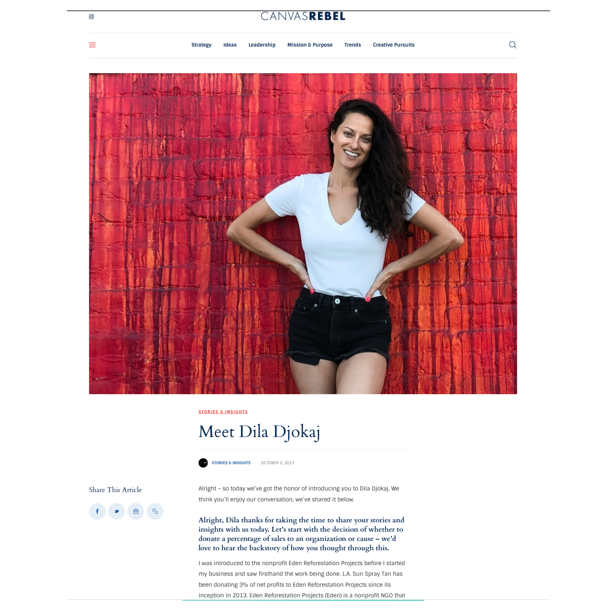 CanvasRebel feature interviewing Dila Djokaj, founder of L.A. Sun Spray Tan