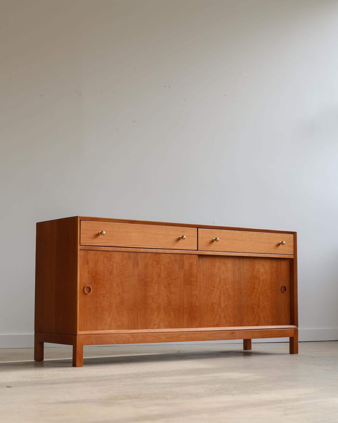 Introducing two options on our BEAR credenza. Not only can you choose your size but we now offer solid brass drawer pulls. Seen here is a 60&rdquo; BEAR in cherry. Swipe to see the 48&rdquo; walnut BEAR with our carved handle option. Made to order so