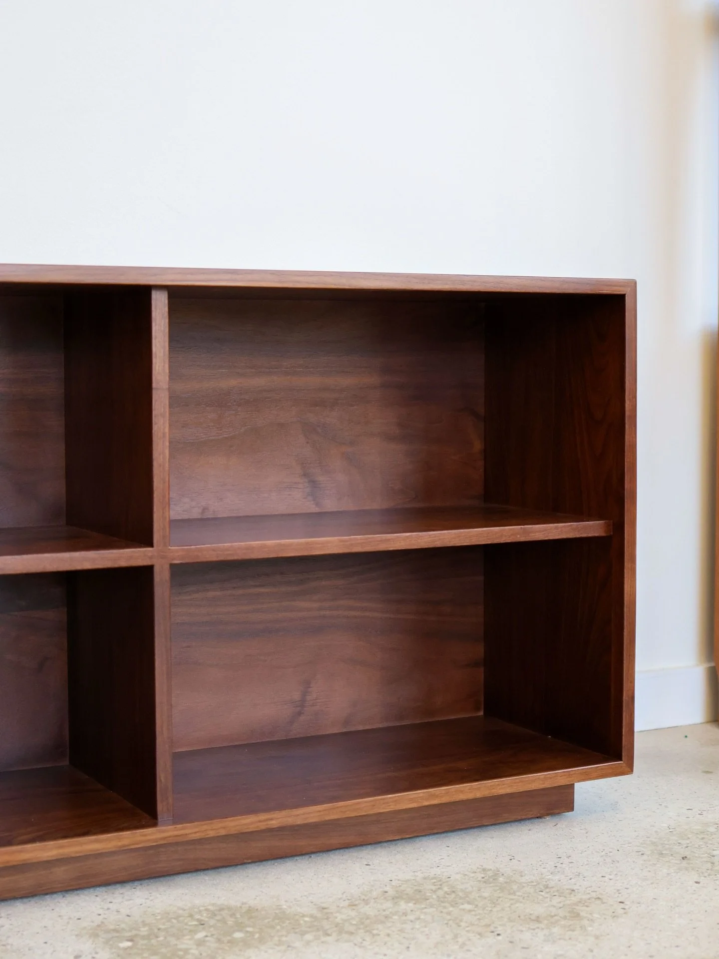 We get asked if we can make our pieces without legs so they can be lower to the ground. 💯 Here&rsquo;s a custom Borge with a 2&rdquo; plinth base. As minimal as it gets. Seen here in our heritage stained walnut. Real Hardwood. Quality Builds. Made i