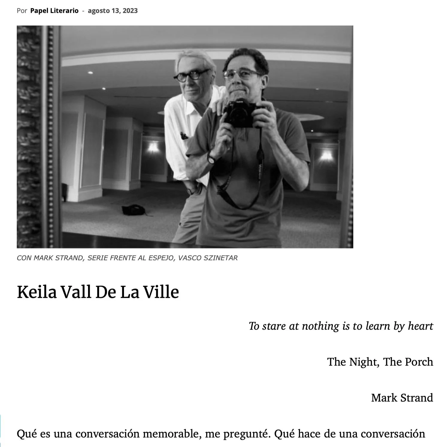 El vacío [bello] de Mark Strand