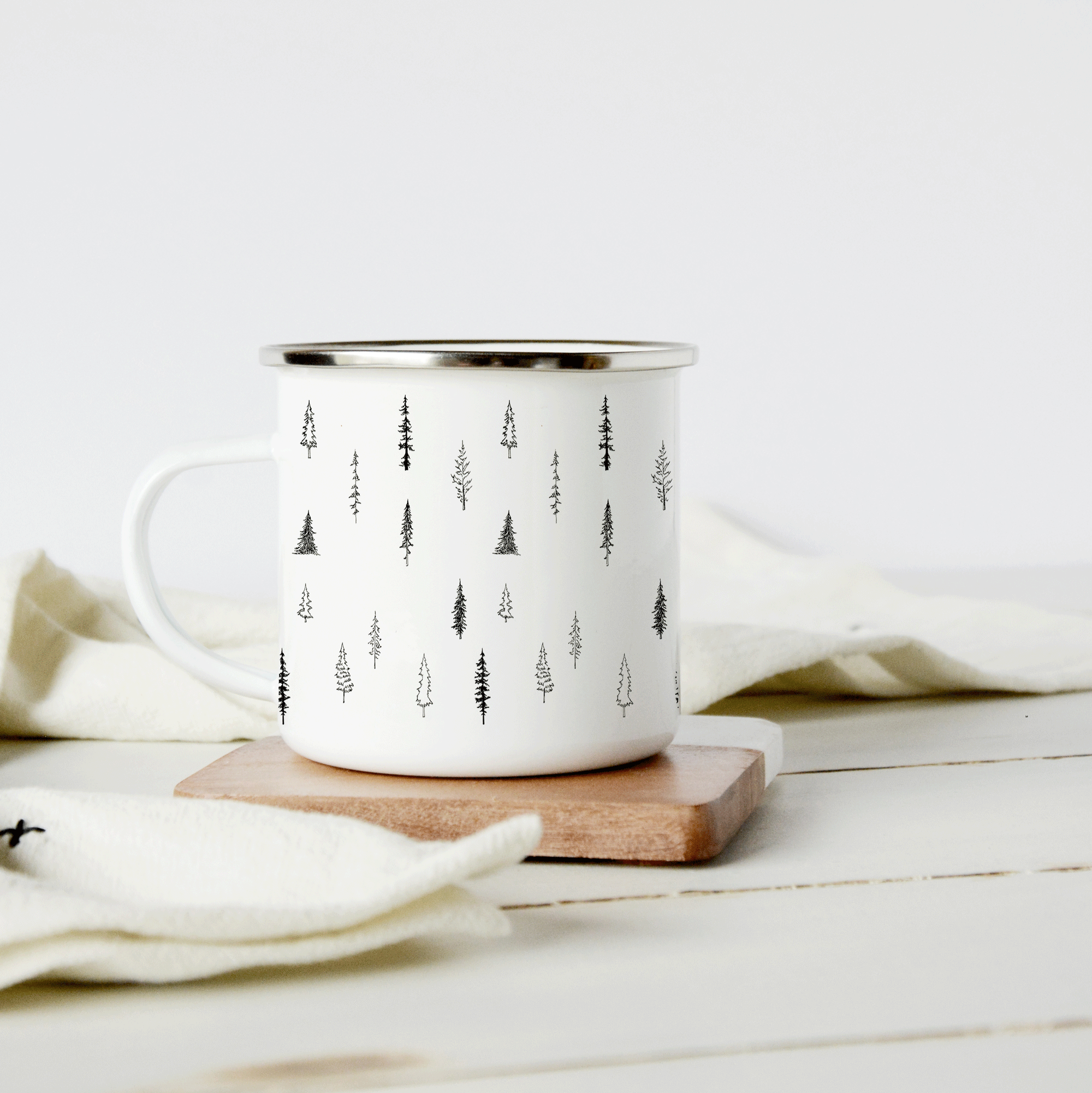 Pine Tree Sketch Camp Mug