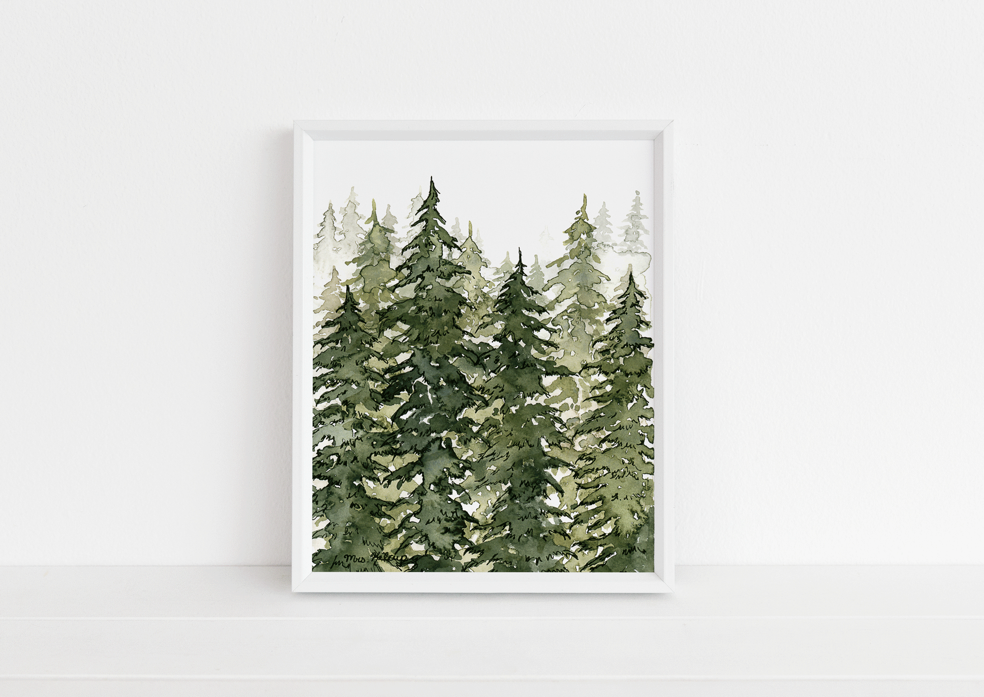 Green Trees Layered Print