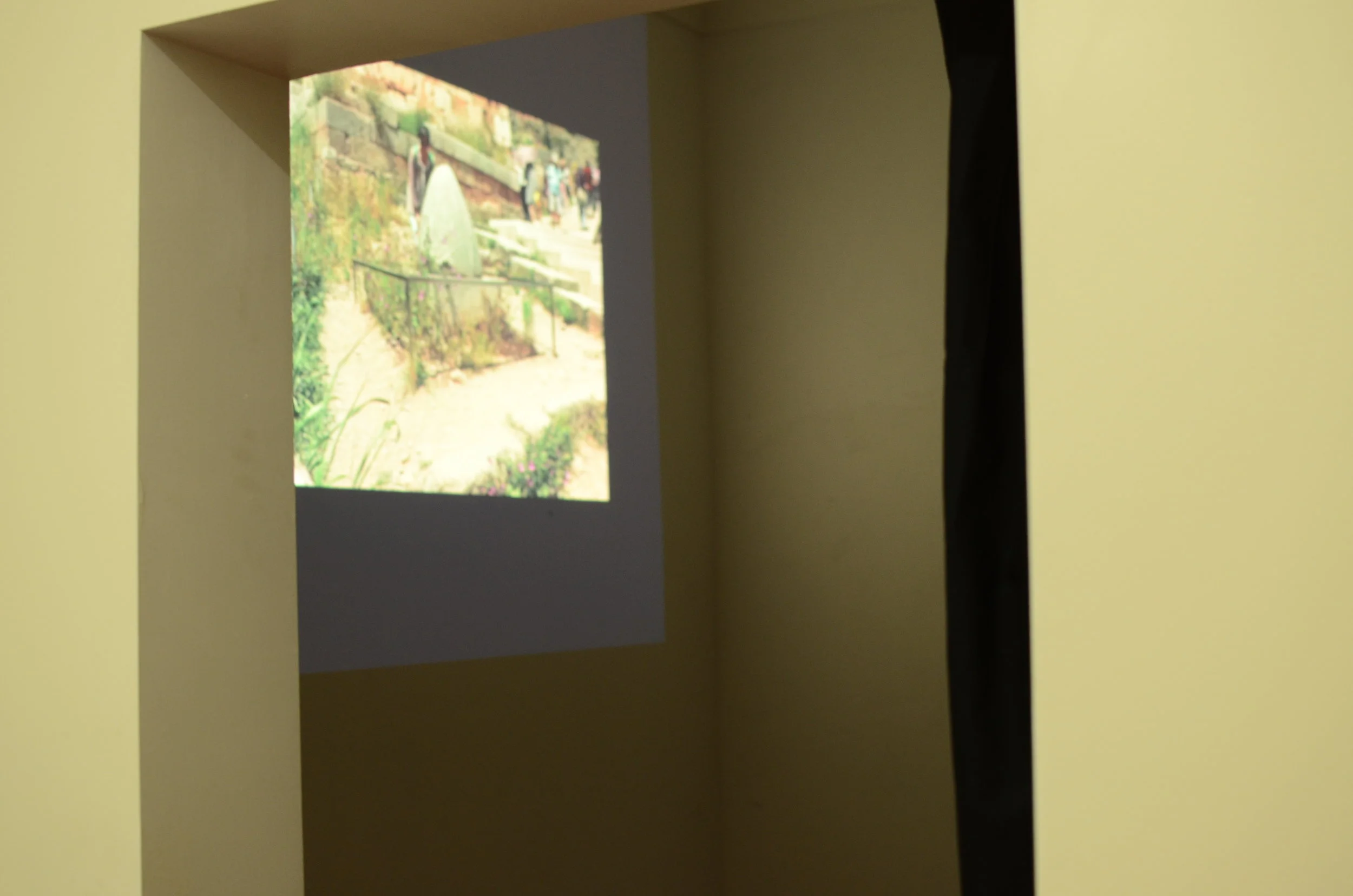  Theia Connell,  The Touristic Mystic: an exercise in navel-gazing at the Omphalos of Delphi  for  Belly  exhibition, 2017. Photo: Peter Raftos 