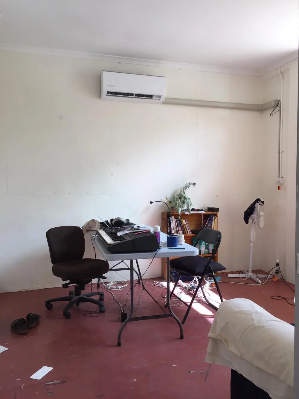 Image: Claire Barnes and&nbsp;Sarah Hall's studio space (current Travelling Artists in Residence). This is the studio for the April residency.